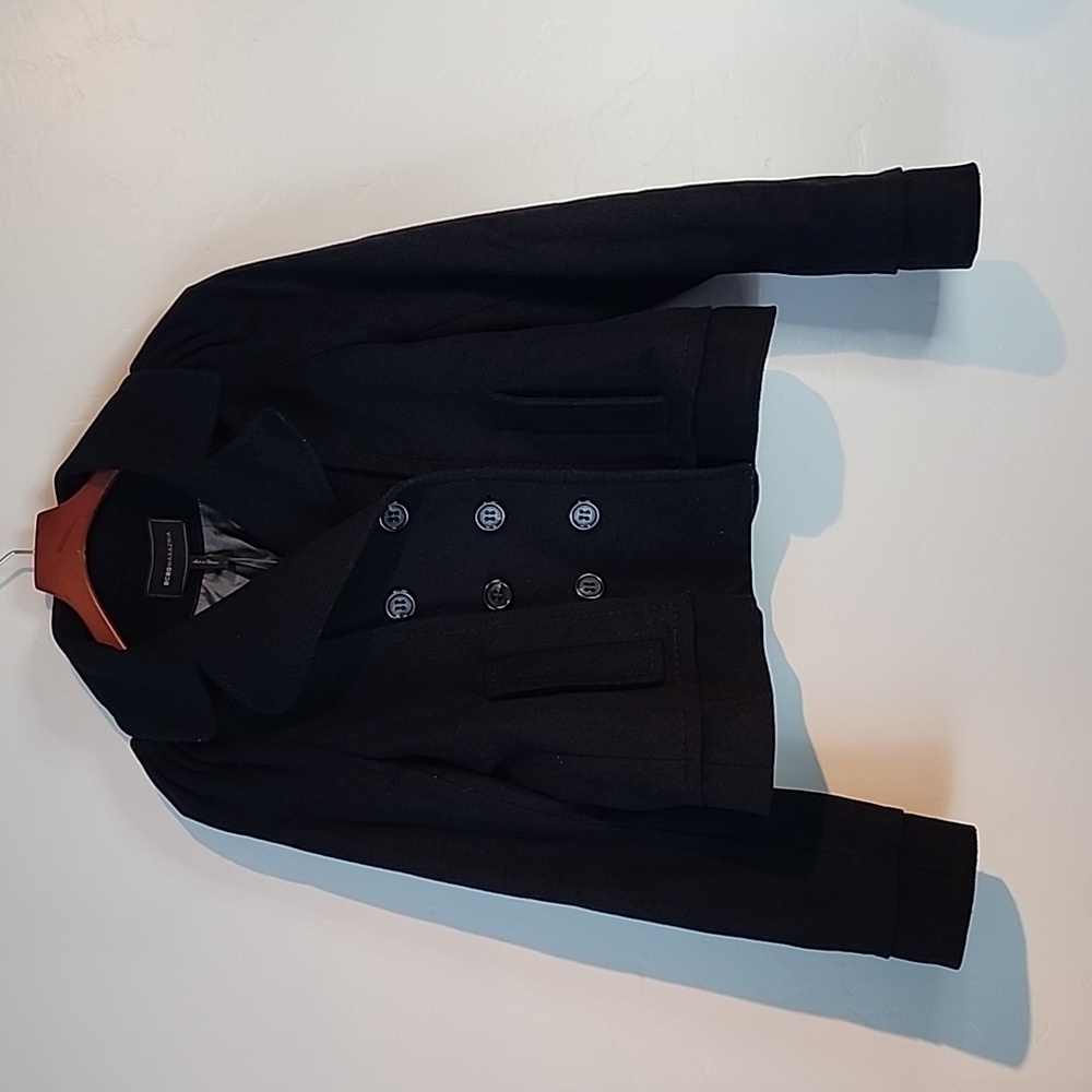 BCBG MAXAZRIA pea coat short jacket size L 70% Wool - Picture 10 of 13